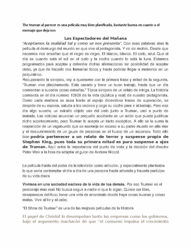 Qué es el síndrome de Truman y la ilusión de la realidad controlada